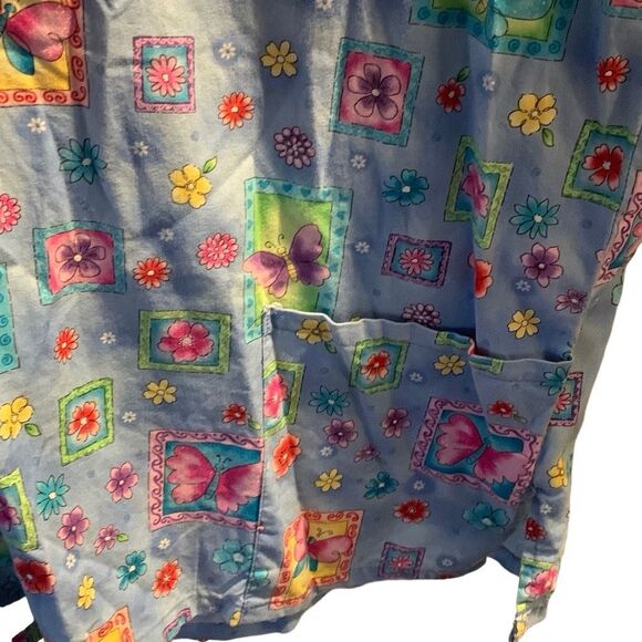 Pre Owned Women’s WS Fundamentally Cotton Scrub Scrubs Top Festive Sz Lg Work - Picture 8 of 10